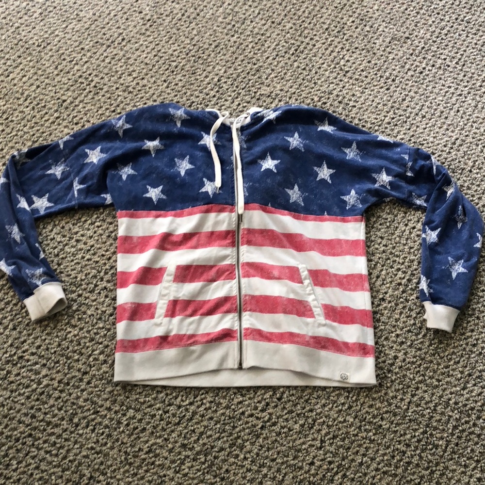LA: Hearts American Flag zip-up sweatshirt